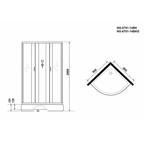 Душевая кабина Niagara Classic NG-6701-14BK 90x90
