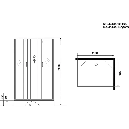 Душевая кабина Niagara Classic NG-43185-14QBKG 110x80
