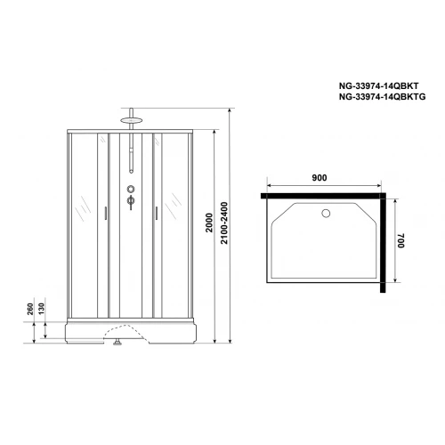 Душевая кабина Niagara Classic NG-33974-14QBKTG 90x70