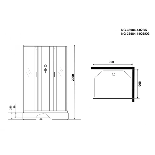 Душевая кабина Niagara Classic NG-33984-14QBKG 90x80