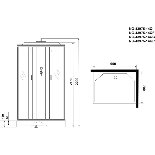Душевая кабина Niagara Classic NG-43975-14QG 90x70