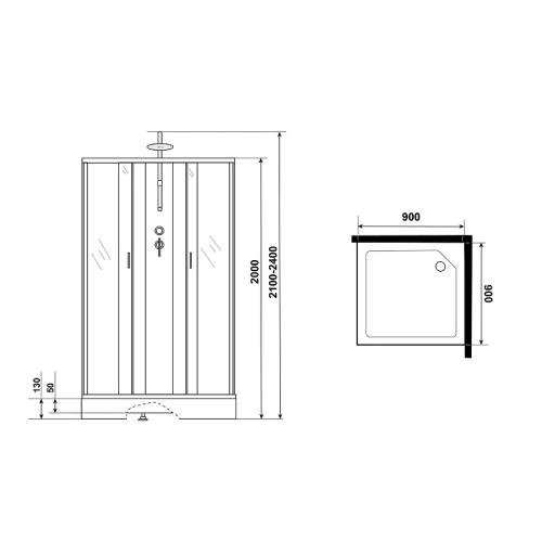 Душевая кабина Niagara Classic NG-1101-14BKT 90x90