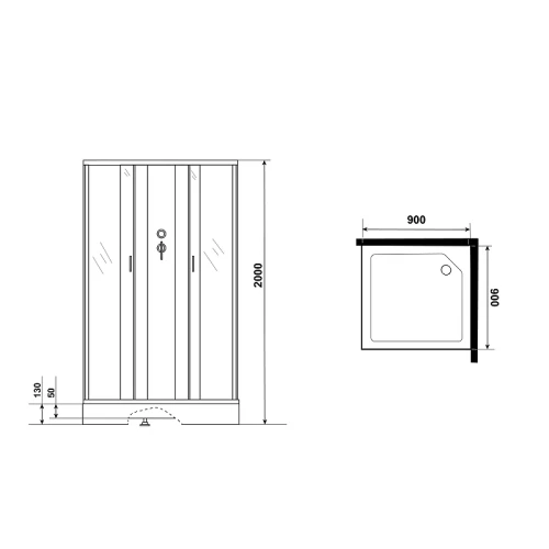 Душевая кабина Niagara Classic NG-1101-14BKG 90x90