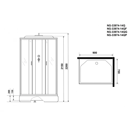 Душевая кабина Niagara Classic NG-33974-14QG 90x70