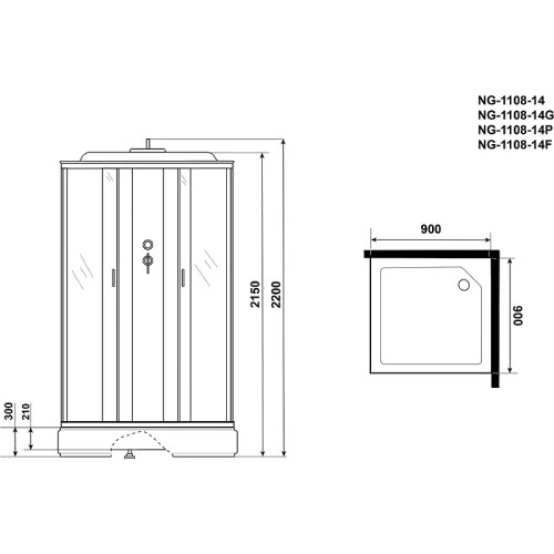 Душевая кабина Niagara Classic NG-1108-14 90x90