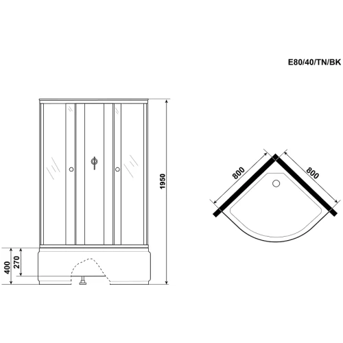 Душевая кабина Niagara Eco E80/40/TN/BK 80x80