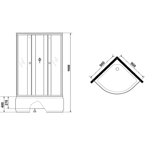 Душевая кабина Niagara Eco E90/40/TN/BK 90x90