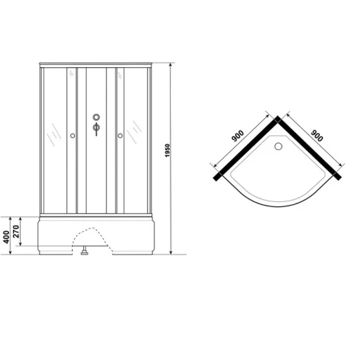 Душевая кабина Niagara Eco E90/40/MT/BK 90x90