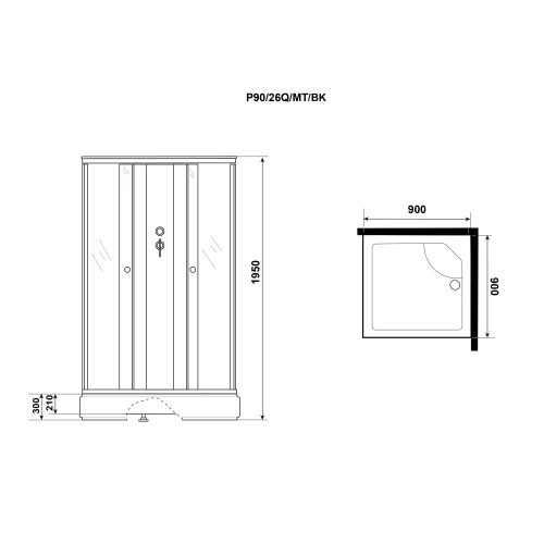 Душевая кабина Niagara Promo P90/26Q/MT/BK 90x90