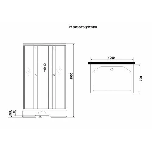 Душевая кабина Niagara Promo P100/80/26Q/MT/BK 100x80
