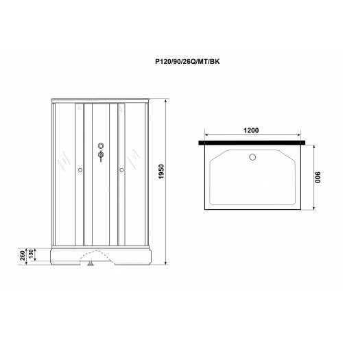 Душевая кабина Niagara Promo P120/90/26Q/MT/BK 120x90