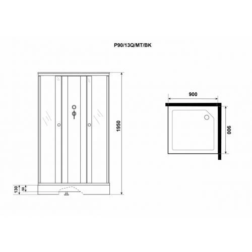 Душевая кабина Niagara Promo P90/13Q/MT/BK 90x90