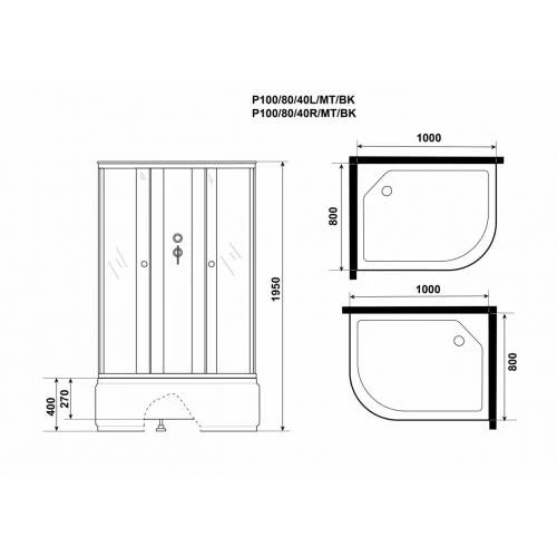 Душевая кабина Niagara Promo P100/80/40L/MT/BK 100x80