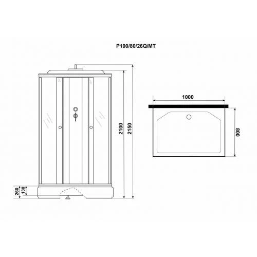 Душевая кабина Niagara Promo P100/80/26Q/MT 100x80