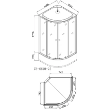 Душевая кабина Loranto Sunway CS-6610-25 F 100x100