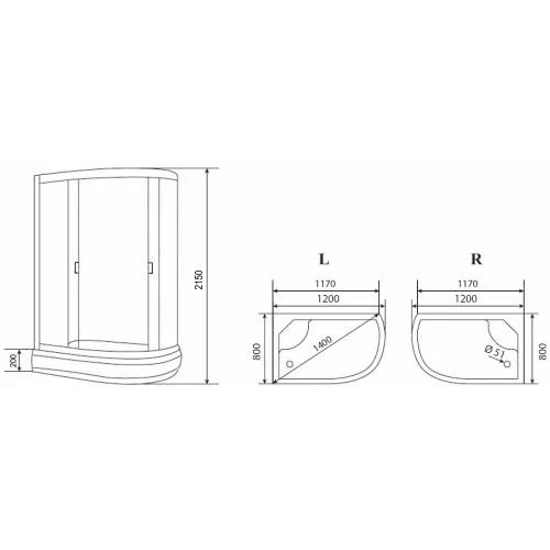 Душевая кабина Loranto Sunway CS-66120-20 R F 120x80
