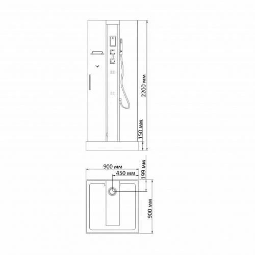 Душевая кабина BandHours Tower 90x90 с паром