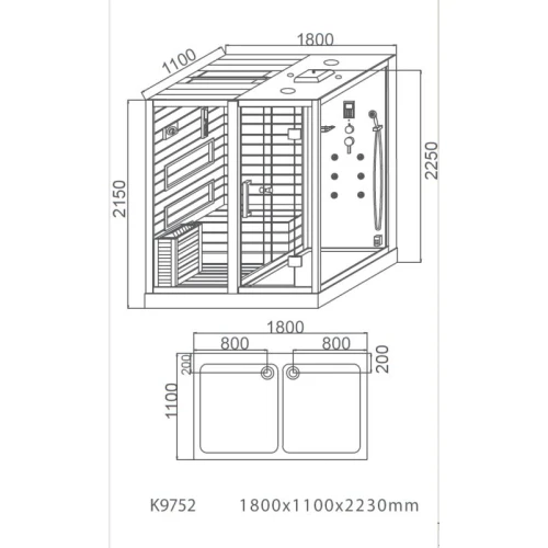 Сауна Cerutti SPA Albano Nero-L 180x110