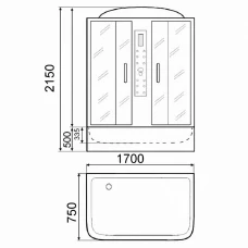Душевой бокс Parly Bianco BNE170FR 170х75