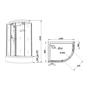 Душевая кабина Parly Bianco BM121L 120х80