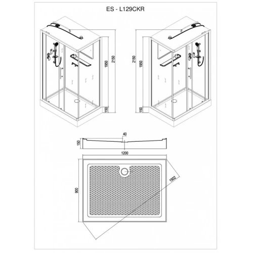 Душевая кабина Esbano LED ES-L129CKR 120х90