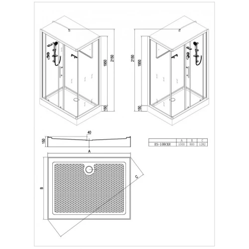 Душевая кабина Esbano EST-108CKR 100х80
