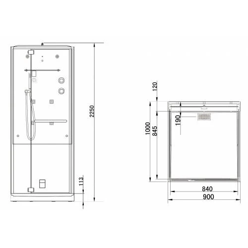 Душевая кабина SSWW B1202 100х90 с паром