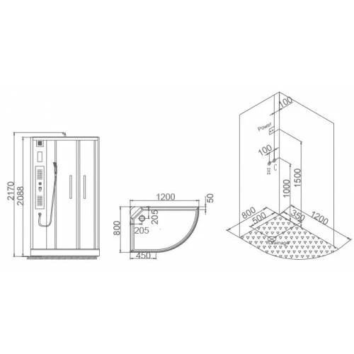 Душевая кабина SSWW W1020B R 120х80