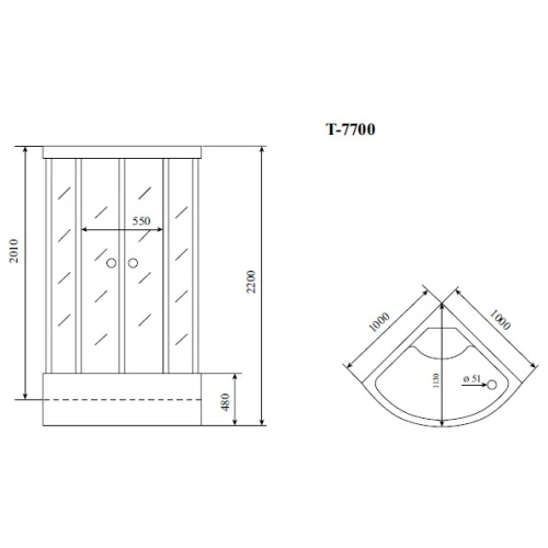 Душевая кабина Timo Lux T-7700 100х100