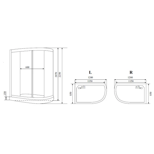 Душевая кабина Timo Lux T-7702 L 120х85