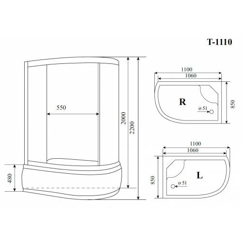 Душевая кабина Timo Standart T-1110P L 110x85