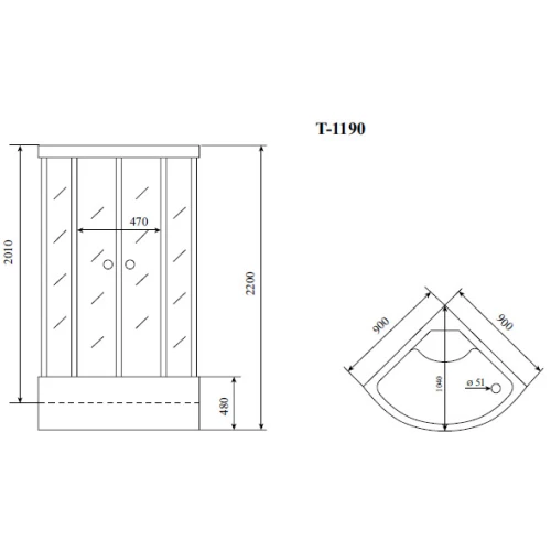 Душевая кабина Timo Standart T-1190 90х90