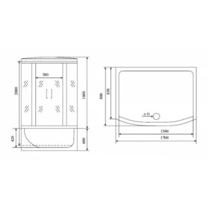 Душевой бокс Timo Standart T-6670 Black 170x88