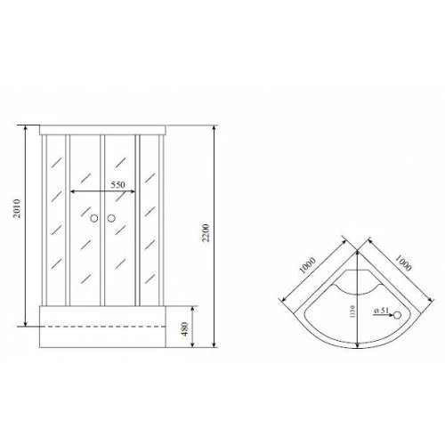 Душевая кабина Timo Standart T-6600 Black 100x100
