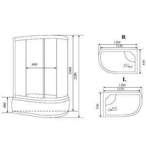 Душевая кабина Timo Standart T-6620 Black L 120x85