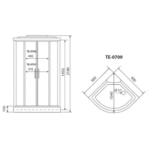 Душевая кабина Timo Eco TE-0709 90х90