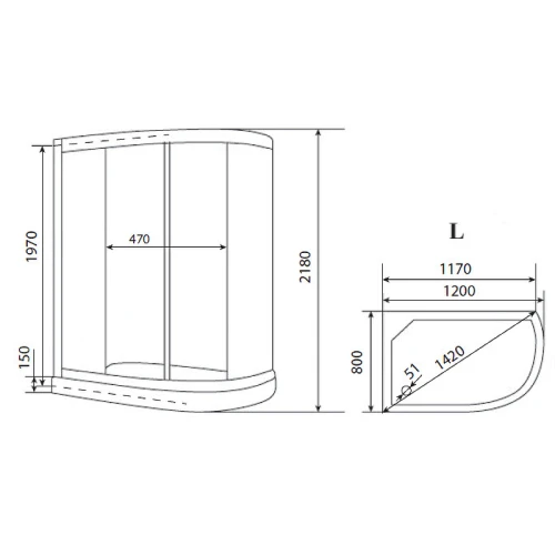 Душевая кабина Timo Eco TE-0702 L 120х80