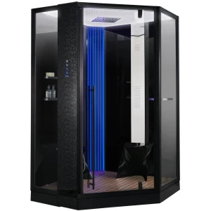 Душевая кабина Orans SR-89106 S BLACK LH черная, с баней 130х130