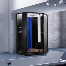 Душевая кабина Orans SR-89106 S BLACK LH черная, с баней 130х130