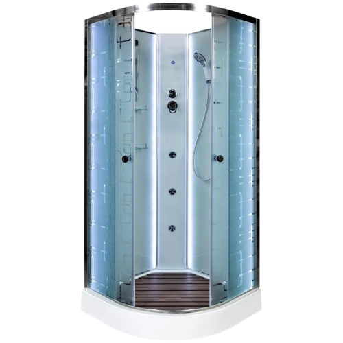 Душевая кабина Deto EM 1510 N LED Б/К с led подсветкой и гидромассажем 100x100