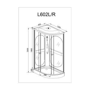 Душевая кабина Deto L 602 R N 120х80 с гидромассажем