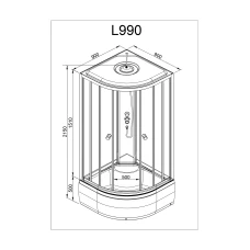 Душевая кабина Deto L 990 N 90х90 без крыши с гидромассажем