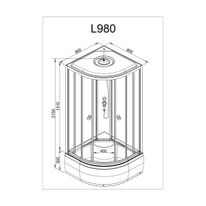 Душевая кабина Deto L 980 N 80х80 без крыши