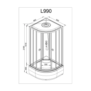 Душевая кабина Deto L 990 N 90х90 без крыши