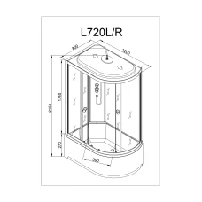 Душевая кабина Deto L 720 R N без крыши с гидромассажем 120х80