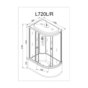 Душевая кабина Deto L 720 R N без крыши 120х80