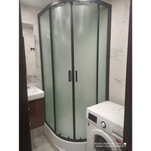 Душевая кабина Frank F418L М Black 100x80 Б/К, стекло матовое