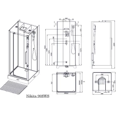 Душевая кабина Acquazzone Nikita 90SWS 90х95 с паром