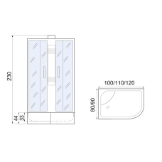 Душевая кабина МОНОМАХ XL Б/К 100/80/44 МЗ L 100х80