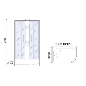 Душевая кабина МОНОМАХ XL Б/К 100/80/44 МЗ L 100х80